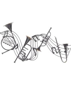 Deco 79 Metal Musical Notes Wall Decor with Trumpets, 39" x 4" x 22", Brown 39" x 4" x 22" 22 81pUTkYttSL
