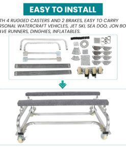 ECOTRIC Watercraft PWC Dolly Boat Jet Ski Stand Storage Trailer Watercraft Cart Watercraft Dolly PWC Dock Slipway Cart Adjustable Bunks W/ 4 Casters and 2 Brakes 1000lb Capacity 37 81pV26YVZrL