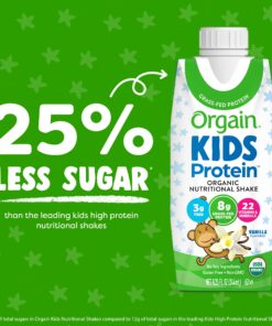 Orgain Organic Kids Nutritional Protein Shake, Vanilla - Kids Snacks with 8g Dairy Protein, 22 Vitamins & Minerals, Fruits & Vegetables, Gluten Free, Soy Free, Non GMO, 8.25 Fl Oz (Pack of 12) Pack of 12 15 81pX4f5CXWL