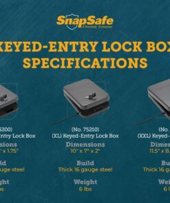 SnapSafe Portable Lock Box for Guns and Valuables – Includes Lock Box, 2 Keys and Patented Security Cable – An Ideal Car Gun Safe – XL, Black, 10 x 7 x 2 Inches X-large Grey- 75210 37 81paMTNimeL