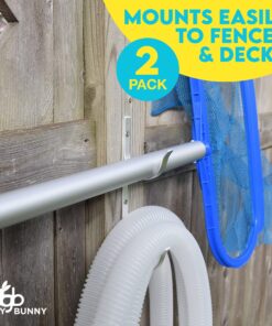 Gray Bunny Pool Pole Hanger, 2 Piece Nickel Gray Premium Aluminum Swimming Pool Accessories Hook Set, for Telescopic Poles, Skimmers, Leaf Rakes, Nets, Brushes, Vacuum Hose, Garden Tools 1 Pack (2 Hooks) 15 81paNy3h2ML