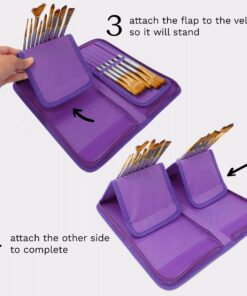MyArtscape Paint Brushes - 15 Pc Art Brush Set for Watercolor, Acrylic, Oil & Face Painting | Short Handle Artist Paintbrushes with Travel Holder & Gift Box (Royal Purple) Royal Purple 15 81paUWRXI9L