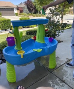 Step2 Rain Showers Splash Pond Toddler Water Table, Outdoor Kids Water Sensory Table, Ages 1.5+ Years Old, 13 Piece Water Toy Accessories, Blue & Green Without Umbrella PlaySet 45 81pars05f0L 1