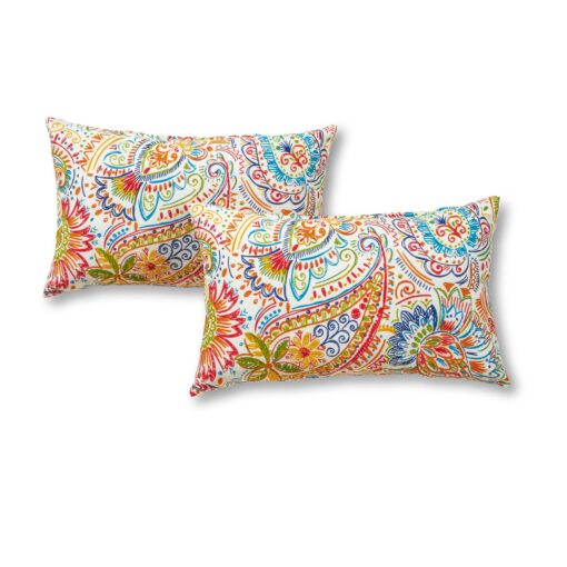 Greendale Home Fashions Rectangle Outdoor Accent Pillows in Painted Paisley (Set of 2), Jamboree