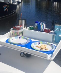 Docktail Bar Utility Boat Table - Includes Rod Holder Mount | Boat Caddy Organizer, Portable Boat Table and Boat Bar, Marine Tables for Boats with Cup Holders, Boat Storage Accessories A - White 10 81peDJ2eQeS