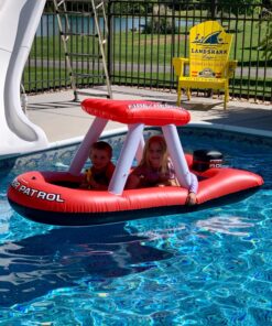 Swimline Fireboat Squirter Inflatable Pool Toy Red/White, 60 X 33 X 32" Fireboat Pool Squirter (Red) 20 81pfLBUrmxL