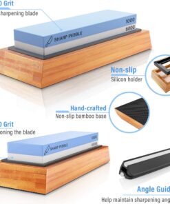 Sharp Pebble Premium Whetstone Knife Sharpening Stone 2 Side Grit 1000/6000 Waterstone- Whetstone Knife Sharpener- NonSlip Bamboo Base & Angle Guide 26 81pfUg4WonL