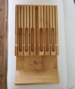 In-Drawer Bamboo Knife Block Holds 12 Knives (Not Included) Without Pointing Up PLUS a Slot for your Knife Sharpener! Noble home & chef Knife Organizer Made from Quality Moso Bamboo 12 Holder 46 81pg5tj9zQL