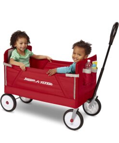 Radio Flyer 3-in-1 EZ Folding Wagon Ride On For Kids, Garden, & Cargo, Red Collapsible Wagon Base 52 81pggB418GL