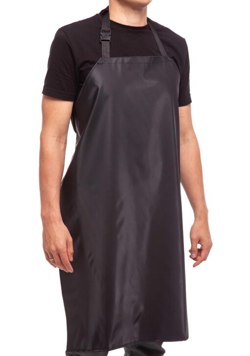 Aulett Home 35" Waterproof Rubber Black Vinyl Apron for Dishwashing, Lab, Butcher, Dog Grooming - Industrial Plastic 1 Pack