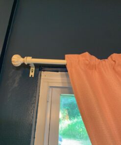 Kenney KN71604 Rachel Fluted Knob End Standard Decorative Window Curtain Rod, 28-48" Adjustable Length, Antique White Finish, 5/8" Diameter Steel Tube 28-48" 40 81phixuWwrL