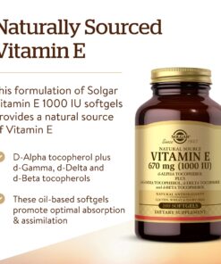 Solgar Vitamin E 670 mg (1000 IU), 100 Mixed Softgels - Natural Antioxidant, Skin & Immune System Support - Naturally-Sourced Vitamin E - Gluten /Dairy Free - 100 Servings 23 81piSdtITDL