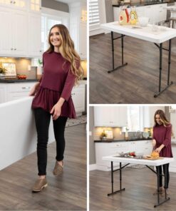 LIFETIME 80160 Commercial Height Adjustable Folding Utility Table, 4 Feet, White Granite 37 81pii8eHwGL