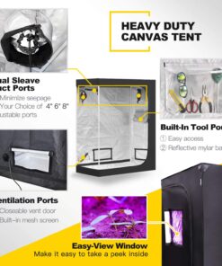 Alternative view of iPower 48"x24"x60" Grow Tent with Observation Window and Removable Floor Tray, Tool Bag for Indoor, 24" x 48" x 60", Black/Silver 24" x 48" x 60"