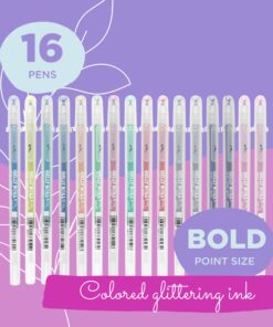 SAKURA Gelly Roll Stardust Glitter Gel Pens - Bold Point Ink Pen for Lettering, Drawing, Invitations, & Stationery - Assorted Colored Ink - Bold Line - 16 Pack 23 81pkbyrT1RL 1
