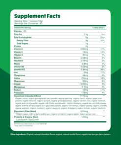 Organic Superfood Greens Powder - Cocoa Chocolate | Super Greens Fruit & Vegetable Supplement | Over 20 Greens, Fruits & Veggies, Fiber, Probiotics & Digestive Enzymes | 30 servings Superfood Cacao Greens Powder 23 81plpyZ5ieL