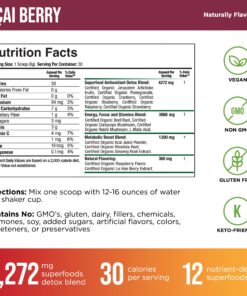 Organic Muscle Super Reds Powder - Organic Greens and Reds Superfood Powder with Organic Acai Berry, Pomegranate & Cranberry for Natural Energy & Metabolism Boost - Vegan & Non-GMO, 30 Servings Acai Berry Reds 30 Servings (Pack of 1) 26 81pnx9WAoOL