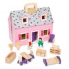 Melissa & Doug Fold and Go Wooden Dollhouse With 2 Dolls and Wooden Furniture,Multi,One Size 14 81po B8CMnL