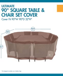 Duck Covers Ultimate Waterproof Square Patio Table & Chair Set Cover, 90 Inch 92"W x 92"D x 32"H 29 81ppRb9BOfL