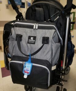 Hafmall Diaper Bag Backpack, Multifunctional Baby Diaper Bag with Stroller Hooks, Stylish Baby Bag for Mom Dad, Gray Black Black Gray 69 81pphXIvdJL