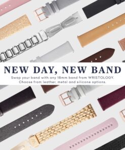 Wristology 10 Styles Maxi Crystal Watch Leather Band - Interchangeable Genuine Leather Strap - Large Easy to Read Watch with Second Hand for Women, Men, Nurses, Teachers Rose Gold Metal Mesh 37 81psCntIADL