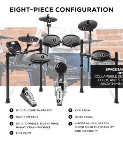 Alesis Nitro Mesh Kit - Electronic Drum Set with Quiet Mesh Pads, USB MIDI, Kick Pedal and Rubber Kick Drum, 40 Kits, 385 Sounds, Drum Lessons 1st Generation 40 81psL0ATF3L