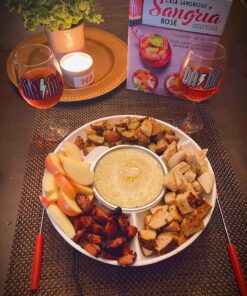 Electric Fondue Maker Deluxe Set w 4 Forks, Removable Serving Tray & Melting/Warming Setting - Great for Dipping Snacks Marshmallows Bread in Chocolate, Caramel, Cheese, Sauce - Appetizers & Desserts 26 81pttclMZsL