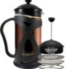 KONA French Press Coffee Press Maker With Reusable Stainless Steel Filter, Large Comfortable Handle & Glass Protecting Durable Black Shell (34 oz, 8 cups) 1000ml