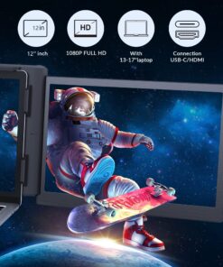 WESTHOD 12" Laptop Monitor Extender, Portable Monitor for Laptop HDMI USB C Screens Extender FHD 1080P, Plug-Play Tri-Screen for 13”-16” Laptops 70 81pv7wYpWdL