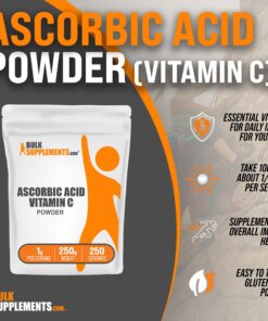 BULKSUPPLEMENTS.COM Ascorbic Acid Powder - Vitamin C Powder, Pure Vitamin C Ascorbic Acid, 1000mg Vitamin C - Powdered Vitamin C, Food Grade & Gluten Free - 1000mg per Serving, 250g (8.8 oz) 8.8 Ounce (Pack of 1) 11 81pvuUGZEL