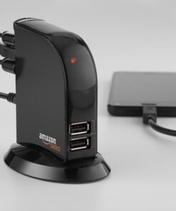 Amazon Basics 7 Port USB 2.0 Hub Tower with 5V/4A Power Adapter, Black 1-Pack 7-Port USB 2.0 30 81py9D3jVoL