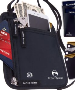 Neck Wallet Travel Pouch & Passport Holder - RFID Blocking plus 5 RFID Sleeves Deluxe Black Premium 16 81pyD1mcrEL 1