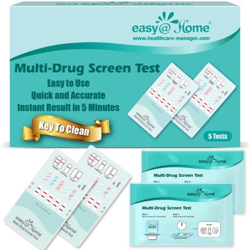 Easy@Home 10 Panel Instant Drug Test Kits - Medically Approved for Testing Marijuana (THC), Opiate(OPI 2000), Cocaine(COC), AMP, BAR, BZO, MDMA, MET, MTD, PCP - #EDOAP-3104-5 Pack EXP 2024-05-19 5 Count (Pack of 1)