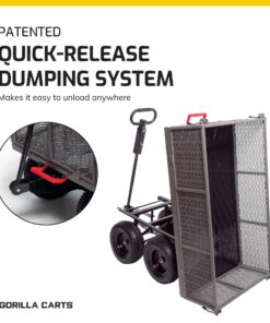 Gorilla Carts Heavy Duty Steel Dump Cart Garden Wagon w/Quick Release System, 1200 Pound Capacity, Removable Sides & Convertible Handle, Gray Finish 34 81pyzvNQ9QL