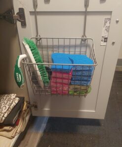 Spectrum Grid Over the Cabinet Wire Storage Basket Large (Satin Nickel Powder Coat) - Organizer for Bathroom, Kitchen, Under Sink, Pantry, Hair Tools, & More 29 81pzADYg7pL 1