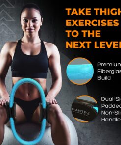 Pilates Ring Circle, Fitness Ring Magic Circle Pilates Ring 13 Inch, Inner Thigh Exercise Equipment for Women, Thigh Master Pilates Equipment for Home Workout, Pelvic Floor Muscle Trainer Power Kit Turquoise (For Heights 5'0" - 5'9") 18 81pzU41s0BL