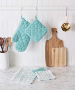 DII Basic Terry Collection Quilted 100% Cotton, Potholder, Aqua, 3 Piece 14 81pzipcSeDL