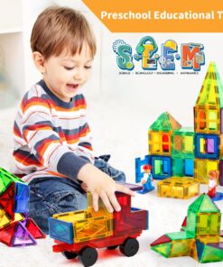 MAGBLOCK 120 PCS Magnetic Blocks, Magnetic Tiles Building Blocks for Kids Toys Magnet Toys Set 3D Building Blocks for Toddler Boys and Girls 120pcs magnetic tiles 22 81q4WDqNML