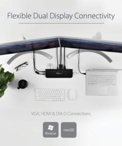 StarTech.com Dual Monitor USB 3.0 Laptop Docking Station with HDMI/DVI/VGA, 3x USB-A Hub, GbE, Audio, Universal Type-A Dock for Windows/macOS/ChromeOS - TAA Compliant (USB3SDOCKHDV) 12 81q4iVCOn0L