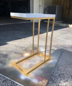 Monarch Specialties 3008, C-shaped, End, Side, Snack, Living Room, Bedroom, Laminate, White, Contemporary, Modern Accent Table-Glossy Chrome Metal, 10.25" L x 18.25" W x 25.25" H 41 81q4zwZJgPL