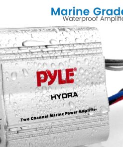 Pyle Hydra Marine Amplifier - Upgraded Elite Series 400 Watt 2 Channel Micro Amplifier - Waterproof, GAIN Level Controls, RCA Stereo Input, 3.5mm Jack & Volume Control (PLMRMP1A) Standard Packaging 16 81q5dEPSkL 1