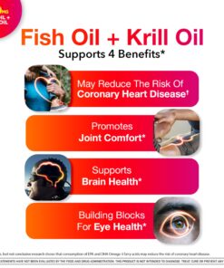 Alternative view of Megared Omega 3 Fish Oil & Antarctic Krill Oil Softgels for Brain, Heart, Joints & Eye Support, (80 Count Bottle), Concentrated Omega 3 Fatty Acid Supplement with EPA, DHA, Phospholipids 500mg 80ct