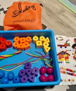 Skoolzy Primary Lacing Beads with String & Pipe Cleaners 46 pc Lacing Beads (41 pc) 50 81q7Pro5 L