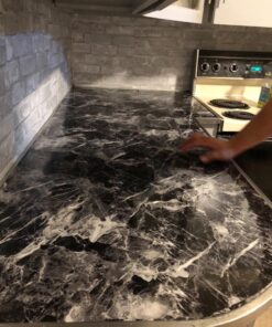 Very Berry Sticker Black Grey Granite Look Marble Effect Marble Stickers (61cm x 200, Marble Self Adhesive Sticky Back Plastic Countertop Black Vinyl Wrap 23.6" x 78" 53 81q7en QoHL