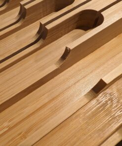 In-Drawer Bamboo Knife Block Holds 12 Knives (Not Included) Without Pointing Up PLUS a Slot for your Knife Sharpener! Noble home & chef Knife Organizer Made from Quality Moso Bamboo 12 Holder 36 81q9JkfD1dL