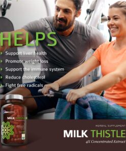 Organic Milk Thistle Capsules, 1500mg 4X Concentrated Extract with Silymarin is The Strongest Milk Thistle Supplement Available. Great for Liver Cleanse! 120 Vegetarian Capsules 21 81qBK263 aL