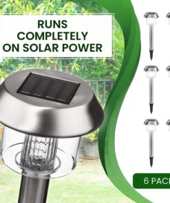 Signature Garden Premium Stainless Solar Garden Lights - Super-Bright 15 Lumens - Perfect Neutral Design; Makes Garden Pathways & Beds Look Great - Easy NO-Wire Installation; Water-Resistant Stainless Steel Silver 6-pack 28 81qBjizSoNS 1