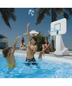 Dunn-Rite PoolSport Swimming Pool Basketball Hoop w/Ball, Base, & 13.5 Inch Stainless Steel Rim for Adults & Kids, Choose Basketball or Basketball and Volleyball Combo Basketball & Volleyball Set 15 81qDwi5ZHhL