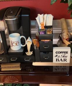 Mind Reader 11-Compartment Coffee Cup and Condiment Organizer with 2 Drawers, 11.25"L x 5.35"W x 11.15"H, Black Single 32 81qEUSRT3CL