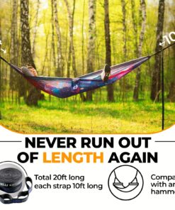 Foxelli Hammock Straps XL – Camping Hammock Tree Straps Set (2 Straps & Carrying Bag), 20 ft Long Combined, 40+2 Loops, 2000 LBS No-Stretch Heavy Duty Hammock Suspension System Kit 22 81qICijk0L